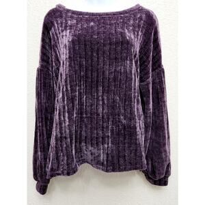 Hummingbird Purple Boat Neck Drop Shoulder Sweater Small Warm Cozy Comfy Soft